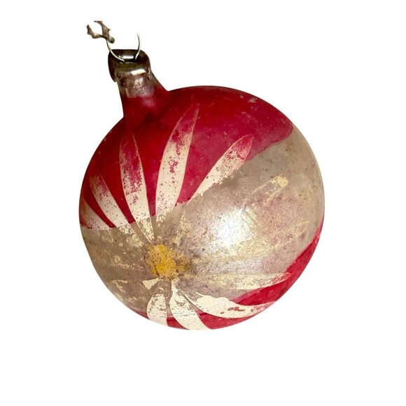 3 Antique Pink Glass Christmas Ornaments With Embossed & Etched Designs Rustic - Picture 3 of 16